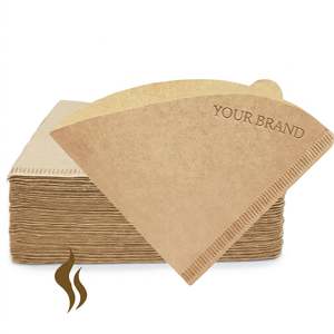 Filtres à café personnalisés en papier, taille 02, <span class=keywords><strong>200</strong></span> unités, naturels non blanchis, jetables, pour cafetières à filtre et usage en barista - Product Image 1