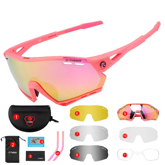 Hot Selling Polarized Sport Riding Sunglasses Eyewear Photochromic 5 Lenses Cycling Glasses Bicycle Goggles