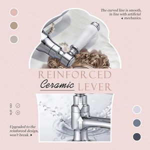 Hapilife truyền thống Victorian Twin lưu vực vòi Cặp Màu Trắng gốm đòn bẩy Máy trộn cloakroom <span class=keywords><strong>tap</strong></span> G1/2 ''2 lỗ nóng lạnh đồng thau kép - Product Image 4