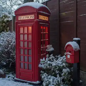 الجملة الوردي البريطانية كشك الهاتف مع زهرة صندوق البريد العتيقة 2M الأبيض الأحمر الأزهار الهاتف بوث