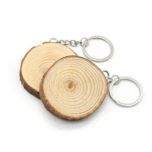 Wholesale Blank Hand Painted Wooden Key Chain DIY Pine Wood Keychain For Gift