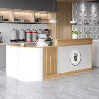 Comptoir de réception en bois, mobilier commercial, petit, élégant, minimaliste, moderne pour les salons de thé, les supermarchés, les épiceries