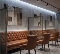 Meubles de restaurant d'hôtel modernes, canapé Chesterfield en cuir rétro à dossier haut capitonné, ensembles de bancs de café