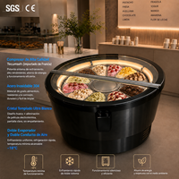 CE Hasgen 12pan Commercial Italian -18 -20 ° Vitrine de présentation rotative italienne pour crème glacée et gelato, modèle C Curve