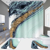Ensemble de rideaux de douche en marbre imprimé numériquement, 4 pièces, ensemble de rideaux de salle de bain modernes imperméables