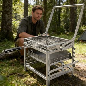 Griglia Barbecue Pieghevole BlazeFor <span class=keywords><strong>in</strong></span> Metallo per Esterni, <span class=keywords><strong>in</strong></span> <span class=keywords><strong>Acciaio</strong></span> Inossidabile da 2mm, a Carbone, per Giardino e Viaggi - Product Image 1