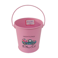 Seau en fer galvanisé petit seau décoratif coloré pot de fleur en métal autocollant maison jardin intérieur pot de plante avec poignée