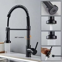 Robinet de cuisine à ressort en céramique, rotation à 360°, extractible, monotrou, monocommande, simplicité moderne, pour usage hôtelier