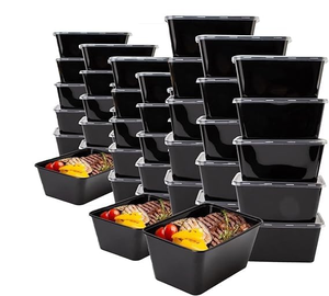 Hot Selling 500ml 650ml 1000ml Clear Black Rectangular PP Food Box, Disposable Microwaveable Plastic Food <b>Containers</b> - Product Image 2