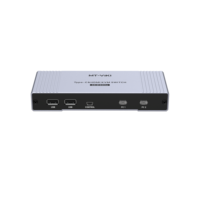 Commutateur KVM HDMI 4K60Hz à 2 ports en alliage d'aluminium avec entrée Type C, hub USB2.0, bouton et contrôle de bureau pour 2 ordinateurs