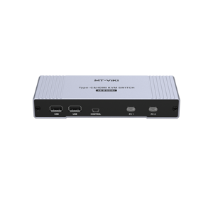 สวิตช์ KVM HDMI อลูมิเนียมอัลลอยด์แบบแมนนวล 2 พอร์ต 4K60Hz พร้อมพอร์ต Type C อินพุต USB2.0 ฮับ ปุ่มควบคุม และการควบคุมผ่านเดสก์ท็อปสำหรับคอมพิวเตอร์ 2 เครื่อง - Product Image 3