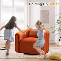 Chaise à baril pivotante orange moderne Fauteuil confortable en velours d'appoint pour la maison ou l'hôtel Entièrement assemblé