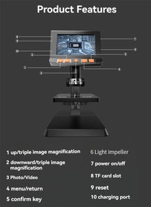 スクリーン付きデスクトップ電子デジタル顕微鏡、HDポータブル携帯電話増幅メンテナンス産業用 - Product Image 3