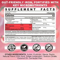 Gummies véganes de bisglycinate de fer avec vitamine C et folate de B12 – Complément énergétique pour femmes et hommes souffrant de carences en fer