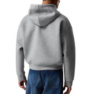 ผู้ผลิตเสื้อฮู้ดดี้แบบดรอปโชลเดอร์ เรียบหรู ผ้าเฟรนช์เทอร์รี่เนื้อหนัก 650gsm ทรงโอเวอร์ไซส์ ซิปหน้า สำหรับผู้ชาย แบบครอป ไม่มีลาย - Product Image 5