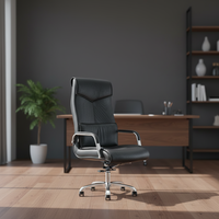 Chaise de bureau de direction moderne ergonomique en mousse haute densité et cuir PU avec hauteur réglable et base en aluminium