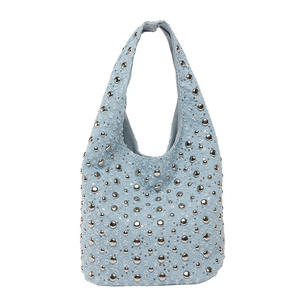Fashion retro rivet Y2k shoulder bag women's water bucket leather bucket designer Hobo <b>handbag</b> - Product Image 3