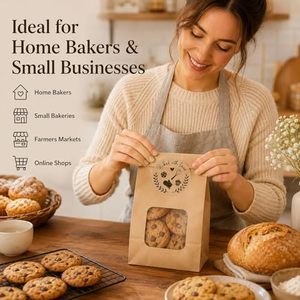 Etiquetas Redondas Autoadhesivas con la Frase 'Baked With Love', Pegatinas para Envasado de Alimentos PET, Etiquetas Decorativas Impresas Digitalmente Ecológicas - Product Image 3
