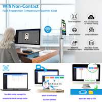 Quiosco de Detección de Temperatura Corporal Humana con WIFI e IA de 8 Pulgadas, Escáner Termómetro con Reconocimiento Facial, Pantalla Táctil de Doble Lente de 2MP