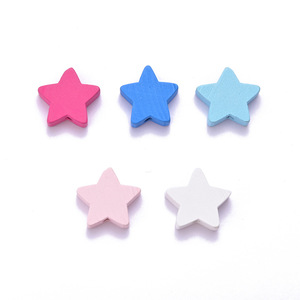 Nouvelles <span class=keywords><strong>perles</strong></span> en <span class=keywords><strong>bois</strong></span> créatives DIY en forme d'étoile à cinq branches, colorées, pour la fabrication de colliers faits main pour enfants - Product Image 5