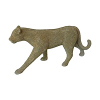 Décoration d'intérieur en gros, sculpture d'animal en résine, figurine de léopard en argent électro-plaqué, statue de panthère en polyrésine avec strass