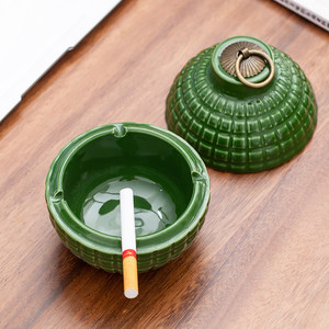 Cenicero de Cerámica con Forma de Granada y Tapa, Adorno Decorativo Único para el Hogar y la Oficina, Diseño Anti-Escoria Voladora, Cenicero de Escritorio - Product Image 4