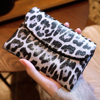 Dompet Panjang Kulit Asli Wanita Dompet Clutch Malam Hari Motif Macan Tutul Retro Elegan Tipe Penutup Serbaguna