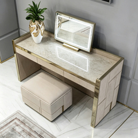 Ensemble de coiffeuse en métal de haute qualité, avec 3 tiroirs de rangement et miroir à cadre en tissu