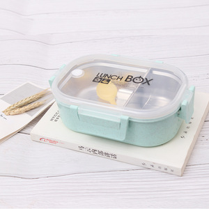 Wheat Straw Material Outside Box and Stainless Steel Bento Lunch Box