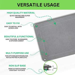 Tapis de séchage à la terre de diatomées Tapis en pierre super absorbant avec pieds antidérapants en acier inoxydable pour bouteilles de vaisselle et plus encore - Product Image 4