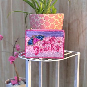 Mini porte-monnaie perlé élégant, pochette décorative pour femme, sac de rangement tendance pour pièces de monnaie, espèces, cartes, baume à lèvres, écouteurs, bijoux - Product Image 3