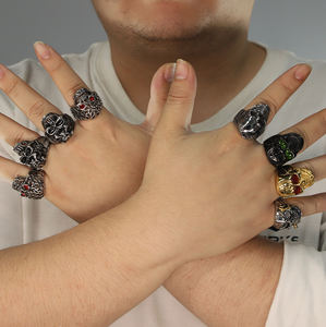 Punk motocicleta Retro personalidad estilo 316 Acero inoxidable calavera hombres anillo <span class=keywords><strong>fuente</strong></span> fábrica precio al por mayor - Product Image 6