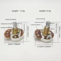 Potentiomètre de guitare à noyau en aluminium et manchon en cuivre 15MM 18MM A/B 250K 500K, bouton de contrôle du volume et du tonalité pour guitare électrique et basse