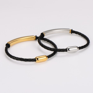 <span class=keywords><strong>Bracelet</strong></span> en cuir simple avec fermoir <span class=keywords><strong>magnétique</strong></span> en acier inoxydable personnalisable pour gravure au laser - Product Image 4