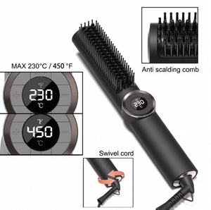 Peigne lisseur électrique à température automatique, <span class=keywords><strong>brosse</strong></span> lissante en céramique, poignée tactile - Product Image 4