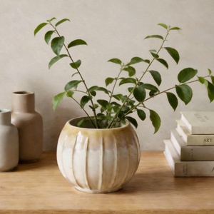 Macetas de Cerámica para <span class=keywords><strong>Suculentas</strong></span> y Kit de Macetas de Porcelana para Plantas, Diseño Nórdico Personalizado, Estilo Calabaza Antigua, Pequeñas, Esmaltadas - Product Image 1