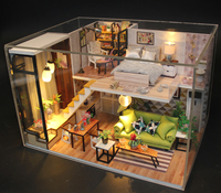 Populaire bricolage Style moderne famille meubles maison Miniature en bois enfants artisanat maisons de poupée