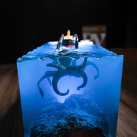 Lampe rectangulaire en résine fait main, motif monstre marin géant Titanic, décoration moderne, cadeau d'Halloween, produit transfrontalier très vendu