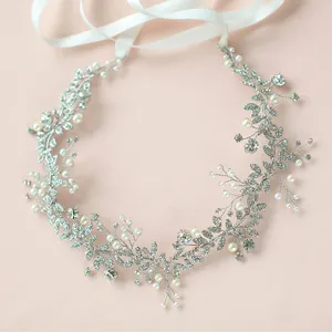 Best Sales Handmade Pearl Wedding Bridal Headdress Leaf Style Vine Hair Accessories Bridal Headpiece
