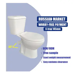 Banyo sıhhi tesisat su dolap tuvalet seramik iki parçalı Wc tuvalet rus X tuzak tuvalet kase