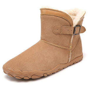 Bottes d'hiver unisexes, bottines à bout rond en daim synthétique, doublure en fourrure, semelle extérieure en caoutchouc antidérapante, semelle intermédiaire en EVA chaude - Product Image 4