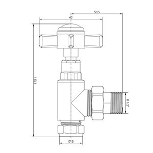 IVANCI Meilleure vente : Paire de robinets de radiateur manuels chromés à angle avec volant croisé pour système CVC - Product Image 4