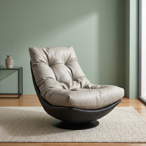 Sillón Moderno Tipo Huevo, Giratorio, de Cuero PU, para Sala de Estar, con Respaldo Acolchado, Asiento Reclinable, Decoración para el Hogar - Product Image 4