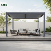 Toit à lamelles motorisé de luxe avec éclairage LED, télécommande, système intelligent imperméable 6063-T5, pergola bioclimatique en aluminium