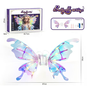 Ailes de <span class=keywords><strong>papillon</strong></span> de Noël, jouet volant, cadeau, ailes de fée mobiles, jouets d'Halloween, ailes de <span class=keywords><strong>papillon</strong></span> électriques à LED pour filles - Product Image 1