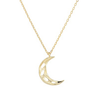 Fine Jewelry Design Collier pendentif lune creuse en argent sterling 925 pour femme
