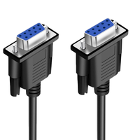 Cable Serial DB9 Negro de 1.5m/3m al por Mayor, Cable de Extensión Convertidor Serial RS232 de 9 Pines Macho a Hembra para PC