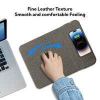 Chargeur sans fil portable 3-en-1 en cuir PU personnalisé, petite taille, étanche, 15W, avec support de téléphone et tapis de souris à chargement rapide