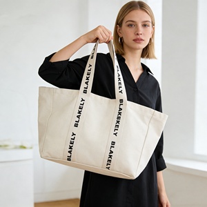 Oversize 12OZ Cotton Canvas Drawstring Beach Tote <b>Bag</b> Letter Pattern Customized Logo Color Design Gift Shopping CCB-060306 China - Product Image 2