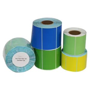 Étiquettes thermiques Direct format coloré pièces, rondes, étiquettes adhésives imprimable à transfert thermique, en rouleau blanc